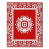 Red Traditional Persian Rug with White Floral Medallion