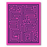 Vibrant Pink Navy Maze Geometric Area Rug