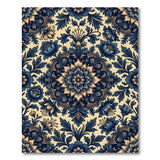 Floral Vintage Navy Blue Mandala Floral Area Rug
