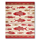 Red Swimming Fish Southwestern Area Rug