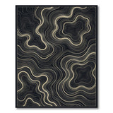 Black Gold Contour Wave Abstract Area Rug