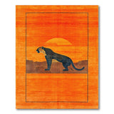 Orange Panther Sunset Silhouette Area Rug