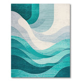 Blue and Teal Teal Abstract Wave Area Rug