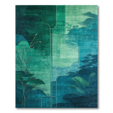 Teal Green Geometric Abstract Landscape Rug
