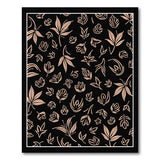 Black Coral Leaf Silhouette Area Rug