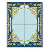 Navy Blue Gold Filigree Border Area Rug