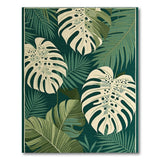 Variegated Monstera Leaf Green Area Rug