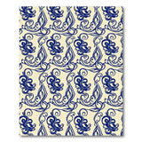 Navy Blue Floral Scroll Cream Rug
