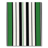 Bold Green Black White Striped Area Rug