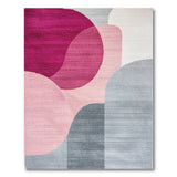 Abstract Pink Magenta Grey Overlapping Shapes Rug