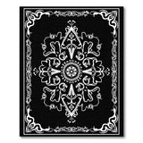 Traditional Persian Black and White Intricate Black White Persian Medallion Area Rug