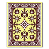 Yellow Ornate Maroon Floral Persian Area Rug