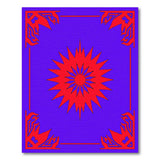 Red Starburst on Purple Tribal Border Rug