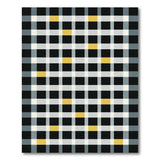 Black Checkered Rug with Yellow Accents