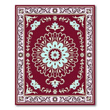 Deep Red Traditional Persian Rug with Teal Floral Medallion