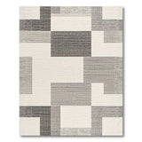 Beige and Neutral Modern Grey Beige Geometric Area Rug