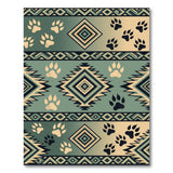 Teal Southwestern Paw Print Area Rug