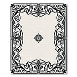 Ornate Floral Scroll Black White Area Rug