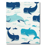 Blue and Teal Playful Whale Ocean Kids Area Rug