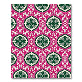 Vibrant Pink Green Medallion Pattern Area Rug
