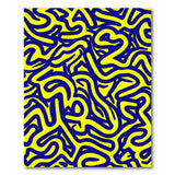 Vibrant Yellow Navy Abstract Wave Rug