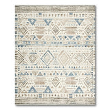 Beige Blue Heritage Tribal Geometric Area Rug
