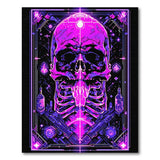 Neon Cyber Skull with Guns Purple Rug
