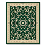 Traditional Persian Green Emerald Green Traditional Persian Floral Rug