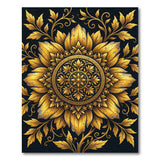 Golden Sunflower Mandala Area Rug