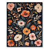Vibrant Floral Blooms Navy Area Rug