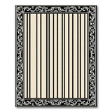 Ornate Black Framed Beige Striped Area Rug