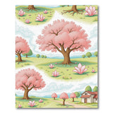 Whimsical Pink Cherry Blossom Meadow Rug