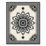 Ornate Black White Persian Mandala Rug