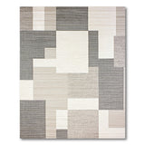 Neutral Grey Beige Geometric Block Rug