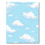 Whimsical Clouds Pink Blossoms Blue Area Rug
