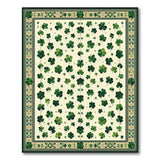 Green Floral Vintage Emerald Shamrock Clover Area Rug
