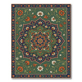 Green Lush Green Persian Floral Medallion Rug