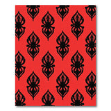 Vibrant Red Area Rug with Black Flame Motifs