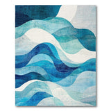 Coastal Beach Abstract Blue Teal Wave Area Rug