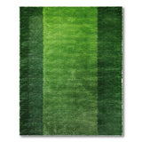 Green Lush Green Vertical Stripe Shag Area Rug