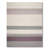 Beige Striped Woven Area Rug with Mauve Grey