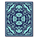Teal Floral Navy Vintage Area Rug