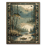 Southwestern Mountain Lake Jumping Trout Rug