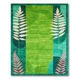 Teal Green Fern Leaf Abstract Area Rug
