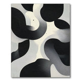 Abstract Black White Curved Contour Area Rug
