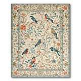 Vintage Blue Bird Floral Tree Cream Rug