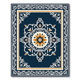 Navy Persian Mandala Area Rug with Orange Star