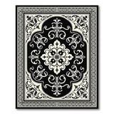 Ornate Black White Persian Medallion No. 16 Rug