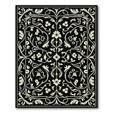 Black and White Ornate Black White Persian Floral Rug