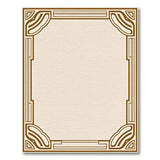 Beige Area Rug with Ornate Gold Art Deco Border